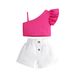 Baby Clothing Children's clothing small children and girls summer oblique shoulder halter top + casual shorts two sets of fashion_viptrois.com
