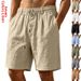 Men's Casual Loose Linen Shorts Summer Simple Commuting Sports Beach Five Point Bottoms_viptrois.com