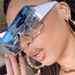 Trendy Large Frame Connected Sunglasses Women, Square Frameless Ocean Film Sunglasses, Personalized Street Photos,_viptrois.com