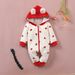 Unisex Baby Hooded Romper With Heart & Bow Design - Soft Cotton Zip-Up Jumpsuit For Infants & Toddlers (80-100cm)_viptrois.com