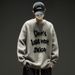 Pure Autumn Winter Retro American Hip Hop Letter Crew Neck Men's Trendy Lazy Style Versatile Loose Sweater_viptrois.com