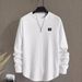 Autumn And Winter New Men's Letter Collage Chest Detail Casual Loose Round-neck Pullover Long-sleeved White Sweatshirt_viptrois.com
