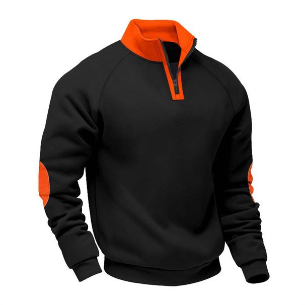 2025 Fashion Outerwear Men's Stand Collar Splicing Long Sleeve Casual Loose Sweatshirts S-3XL_viptrois.com