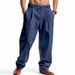 Four Seasons Men's Loose Linen Casual, Simple And Trendy Wide-leg Beach Sports Pants For Men_viptrois.com
