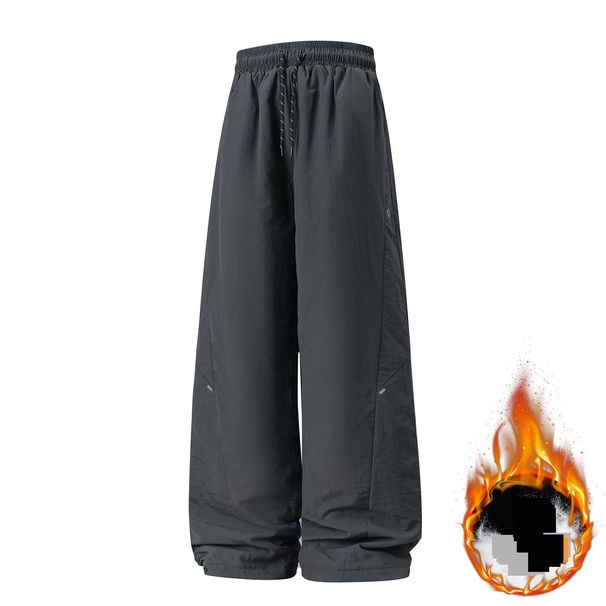 Outdoor Functional Water Repellent Cotton Trousers Men's Winter New Split Pleated Trousers Thick Warm Casual Long Trousers_viptrois.com