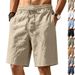 Men's Clothing Men's Summer Breathable Linen Shorts Style Casual Sports Solid Color Drawstring Beach Five Point_viptrois.com