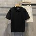 Men's Clothing Spring And Summer Knitted Plaid Texture Lapel Loose Polo Short Sleeved Men's Breathable Casual Knitted Sweater_viptrois.com