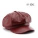 Octagonal Personality Women Spring Autumn Solid Color Smooth Leather Painter Hat Outdoor Street Warm Beret_viptrois.com