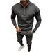 Men's Solid Color Casual And Fleece Warm Zip Tracksuit_viptrois.com