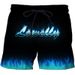 Men's Color Flame Print Dry Beach Shorts Printed Side Pockets Casual Shorts_viptrois.com