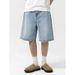 Men's Denim Shorts Style Summer Simple Straight Leg Loose Versatile Casual Washed Pants_viptrois.com