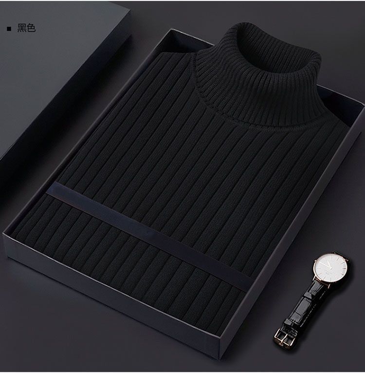 Men’s Korean-Style Turtleneck Sweater – Thickened Loose Fit For Autumn & Winter (White/Black/Bluish, M-3XL)_viptrois.com