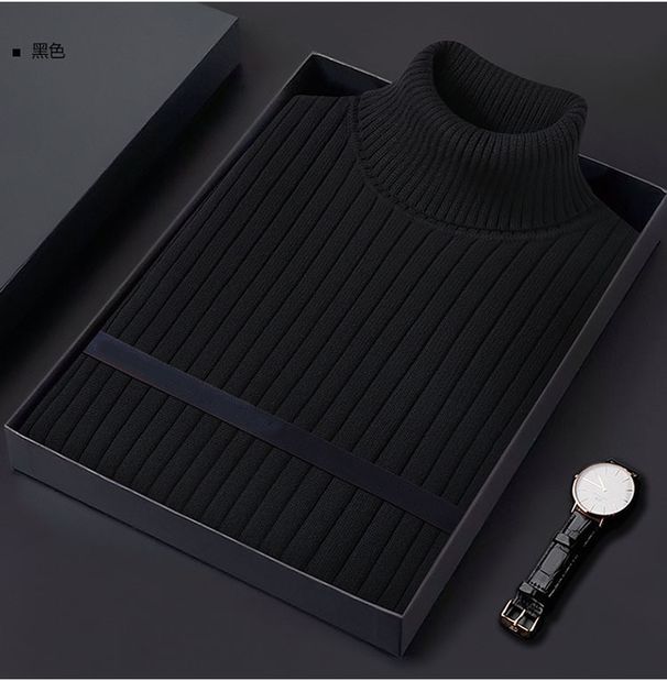 Men’s Korean-Style Turtleneck Sweater – Thickened Loose Fit For Autumn & Winter (White/Black/Bluish, M-3XL)_viptrois.com