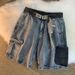 Washed Old Denim Shorts, Men's Summer Trend, Ins Multi Pocket Workwear Pants, Loose Fitting American Casual Capris_viptrois.com