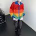 Men's Clothing Sweater Men's Spring And Autumn Trendy Brand Dopamine Striped Jacket Hollow Zipper Cardigan Loose Rainbow Coat_viptrois.com