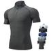 Men's Clothing Short Sleeved Sports T Shirt Men's Half Zip Stand Up Collar Quick Drying Running Clothes Fitness Clothes Tops_viptrois.com