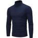 Loom 2022 Spring And Slim Fit Solid Color Half Turtleneck Long Sleeve T-Shirt For Men, Tight Base Shirt, Trendy Mid-Neck_viptrois.com