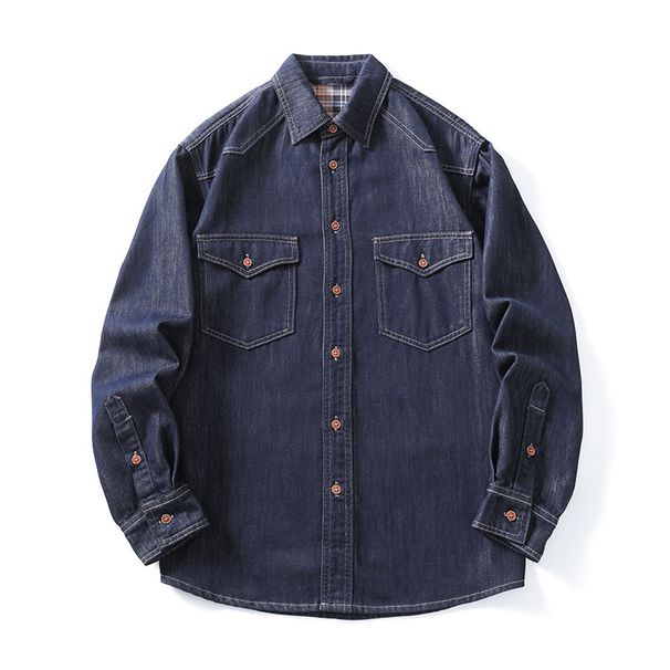 Nordmann New Large Non-Fading Simple Versatile Plus Size Original Color Denim Shirt Men's Clothing_viptrois.com