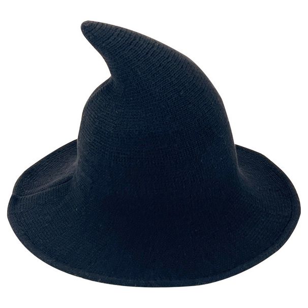 Unisex Cotton yarn wizard knitted Halloween witch hat spire foldable magic hat_viptrois.com