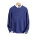 Men’s Cashmere-Like Knit Sweater – Warm Round Neck Button Detail Pullover (Black/Blue/Green/Camel/Gray, S-3XL)_viptrois.com