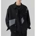 Contrasting Color Splicing Design Lapel Jacket Loose Autumn Korean Version Casual Coat Men_viptrois.com