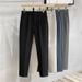 Men's Clothing Men's Drapey Small Straight Trousers Summer Thin Ice Silk Casual Tapered Trousers Nine Point Trousers_viptrois.com