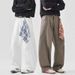 American Deconstruction Apricot Square Scarf Scimitar Pants Men And Women 2026 Autumn New Casual Pants Loose Splicing Wide-leg Trousers_viptrois.com