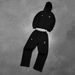 European And American Trendy Brand Embroidered Sports Sweatshirt Suit High Street Loose Hoodie Casual Lace Straight Sweatpants Trend_viptrois.com
