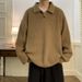 Retro Thread Jacket, Long Sleeved Knit Sweater, Solid Color Polo Collar Sweater_viptrois.com