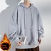 Kangaroo Pocket Men's Solid Color Sweater Loose And Double Open Fleece Thickened Shun Lamb Fleece With Long Sleeve Hooded Top_viptrois.com
