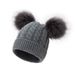 Baby clothing double ball knit children's hat Color ball warm knit hat for children_viptrois.com