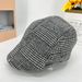 Autumn Winter Warm Woolen Beret Houndstooth Pattern Forward British Style Duckbill Cap Personality Men's Hat_viptrois.com