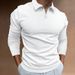 Men's Performance Polo Shirt – Slim Fit Stretch Knit Long Sleeve With V-Neck & Ribbed Collar (Quick-Dry Polyester, Gym-to-Street Versatility)_viptrois.com