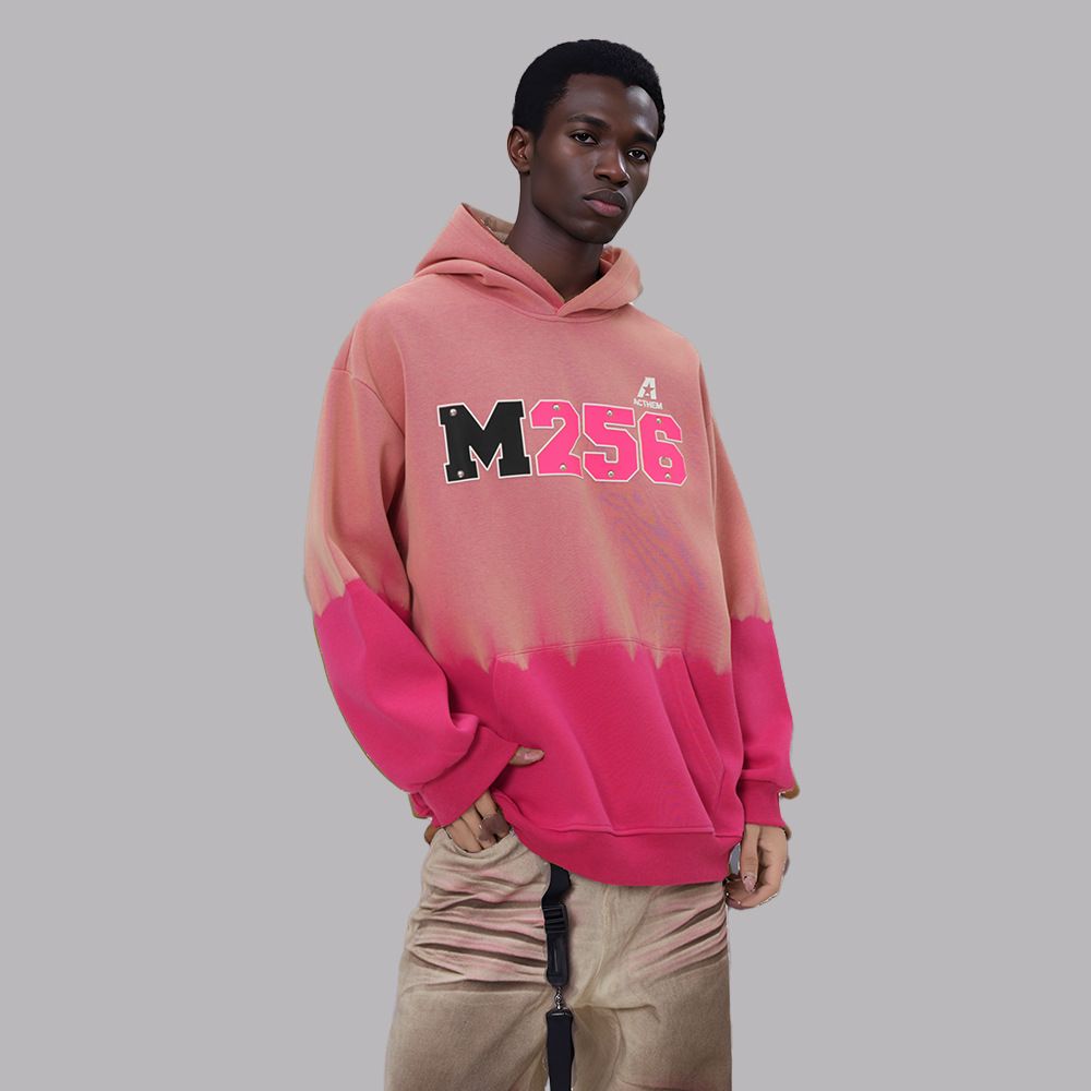 Oversized Gradient Hoodie – Heavyweight Unisex Pullover With Color-Block Design (Fleece-Lined, Drop Shoulder, Ribbed Hem)_viptrois.com