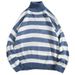 Loom Turtleneck For Men Win Student Striped Hong Kong Loose Knitwear Ins Harajuku Style Korean Version Unique Knitted_viptrois.com