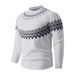 "Retro Christmas Pullover Sweater – Vintage Jacquard Knit Cardigan For Men, Cozy Lazy Style, White/Grey/Black"_viptrois.com