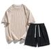 Round Neck Short Sleeve Shorts Summer Sports Men's T-Shirt Trendy Loose Set_viptrois.com