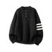 Men's Contrasting Striped Round Neck Sweater, Youth Loose And Versatile Knit Sweater Jacket_viptrois.com