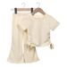 Mother & Kids Girls short-sleeved suit summer 2024 new solid color baby bell pants thin casual two-piece set trendy Korean version_viptrois.com
