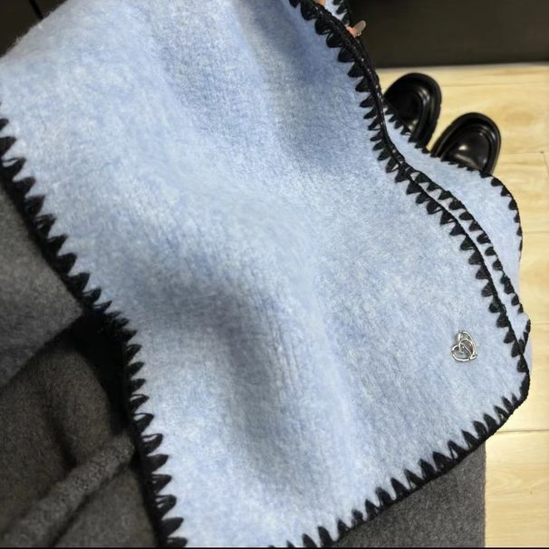 Scarf Winter Women's Korean Edition Versatile Knitted Lock Edge Neck, Warm and Cold resistant Shawl for Men_viptrois.com
