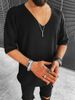 Men's Clothing V Neck Short Sleeved Knitted Sweater_viptrois.com