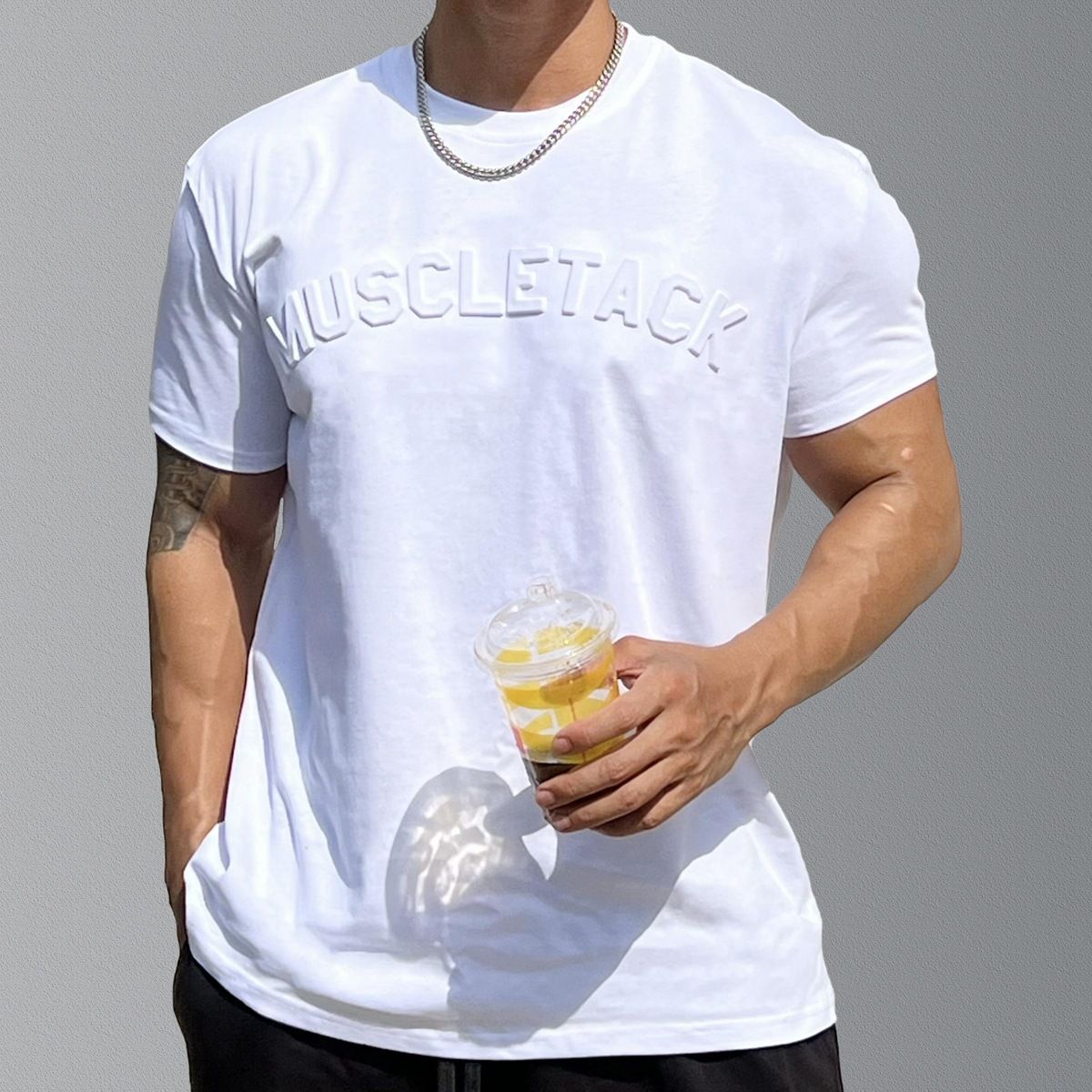 Men's Clothing steel print sports short sleeved men's T shirt with heavy cuffs for running muscle fitness and iron dog brothers brand_viptrois.com