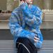 Men's Clothing Lazy Screenshots Casual Blue Striped Round Neck Sweater Men And Women Autumn And Winter Loose Couple Sweater_viptrois.com