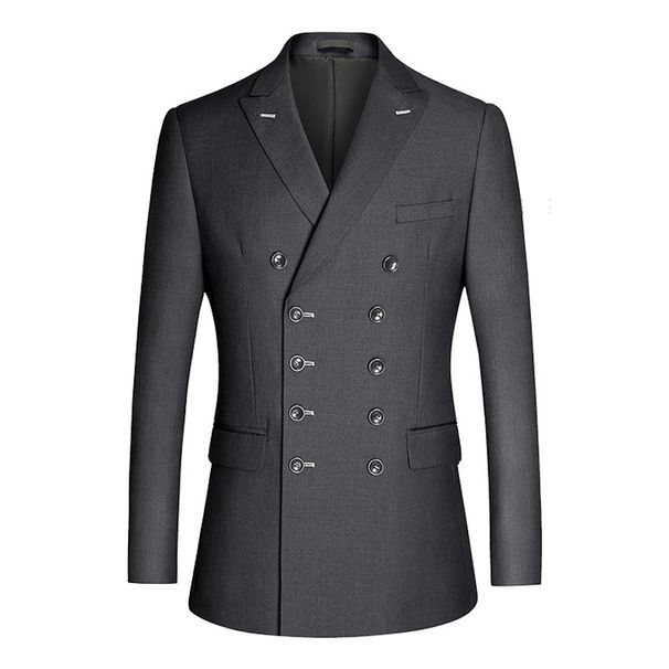 men's suit professional business casual suit foreign trade fashion double row dark blue black gray slim suit_viptrois.com