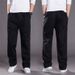 Summer New Style Men's Cotton Casual Cargo Thin Loose Large Elastic Waist Straight Pants_viptrois.com