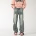 Men's Slightly Flared Loose Straight Leg Jeans High Street Style Summer Vibe Design Zipper Trousers_viptrois.com