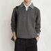 American Two-Piece V-Neck Sweater For Men Winter Turn-Down Collar Old Money Knitted Top Lazy Style Coat_viptrois.com
