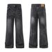 Men's Clothing American High Street Vibe Lightning Crackle Pattern Cleanfit Wide Leg Flared Jeans For Men_viptrois.com