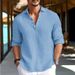 Men's Clothing New European And American Men's Solid Color Shirts For Teenagers Home Leisure Fashion Lapel Shirts Cotton And Linen Tops_viptrois.com