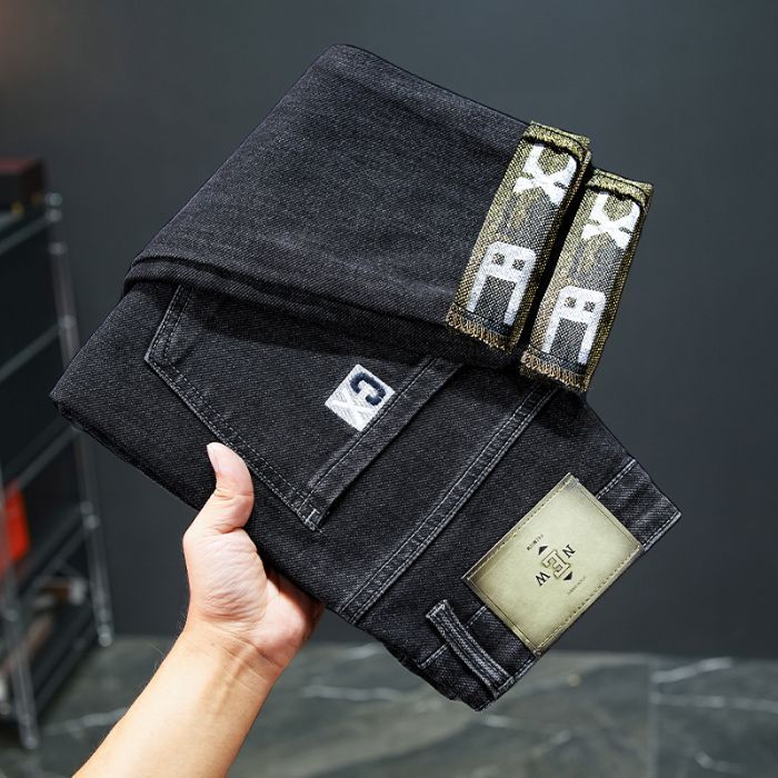 Men's Winter Fleece-Lined Stretch Jeans – Thickened Straight-Leg Trousers With Thermal Insulation & 3D Tailoring (Black-Grey/Blue-Grey, 28-38)_viptrois.com